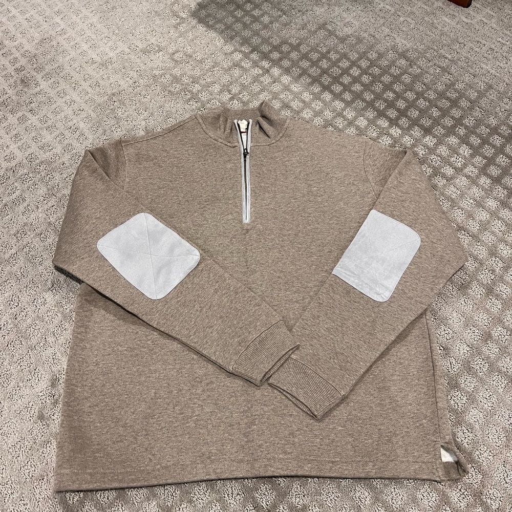 Men's Tan Sweater with Elbow Patches